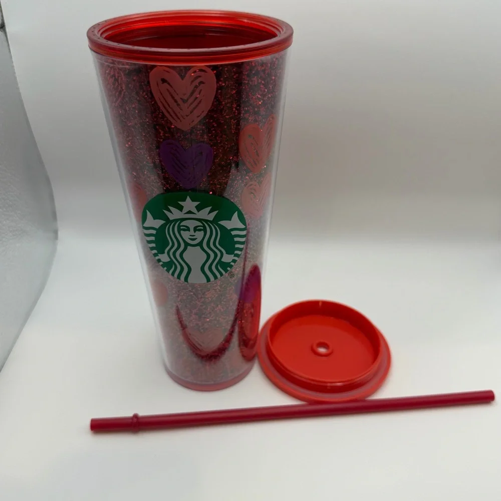 Starbucks Hearts Glitter Valentine’s Day Venti Cold Cup Tumbler Love Red Purple